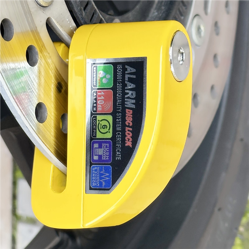 Bloqueo de freno de disco para motocicleta, bloqueo de freno de disco de rueda antirrobo para bicicleta, protección de alarma de seguridad impermeable, 6 colores
