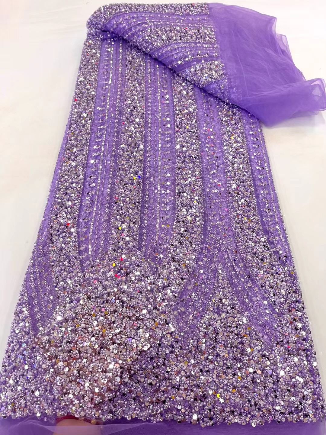 Tela africana con cuentas de Dubái para mujer, tul bordado, malla de encaje, lentejuelas, vestidos de fiesta, costura, 5 yardas