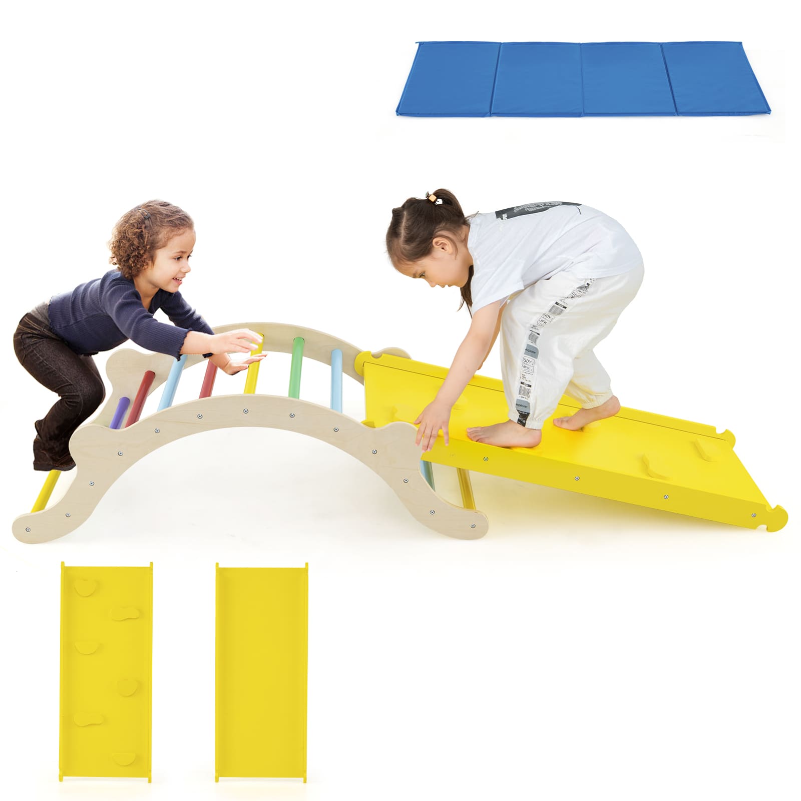 DSumtimer-Arche d'escalade en bois pour tout-petits, ALA, 3 en 1, rampe