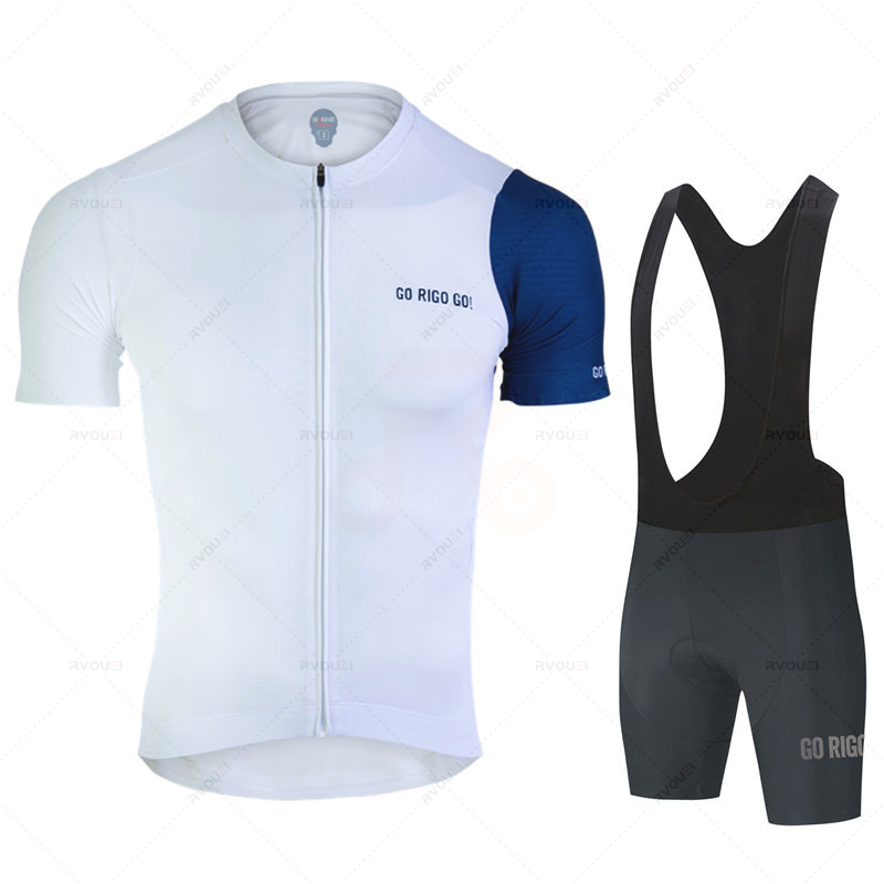 Setelan Bersepeda Baru Go Rigo Go Putih 2026 Pakaian Tim Jersey Kit Pria Lengan Pendek Pakaian MTB Seragam Sepeda Ropa Ciclismo Hombre