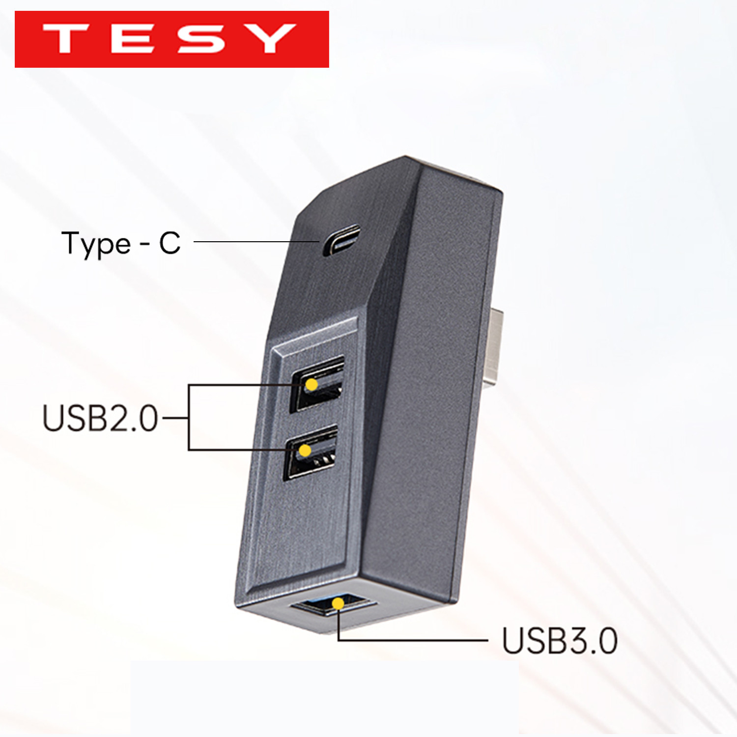 Hub USB do schowka TESY do Tesla Model YL Y Juniper Launch Model 3 Highland, rozdzielacz cyfrowy Type-C, stacja transmisji danych