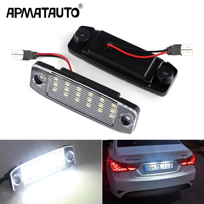 2pcs White LED License Plate Light Assemblies For 2011-2014 Hyundai Sonata YF i45 i40 Kona 2017-up OEM 925103F000,925013S100