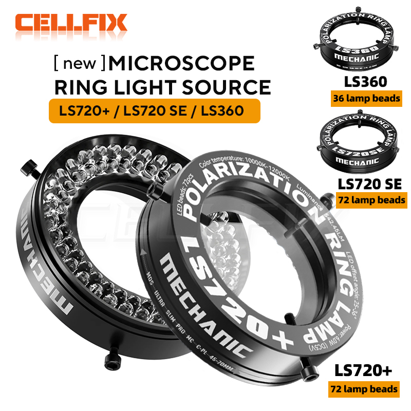 【MECCÁNICO】 LS720+ LS360 Anillo de luz para microscopio Lámpara de anillo polarizada Elimina la reflejo para reparación de soldadura Microscopios estéreo