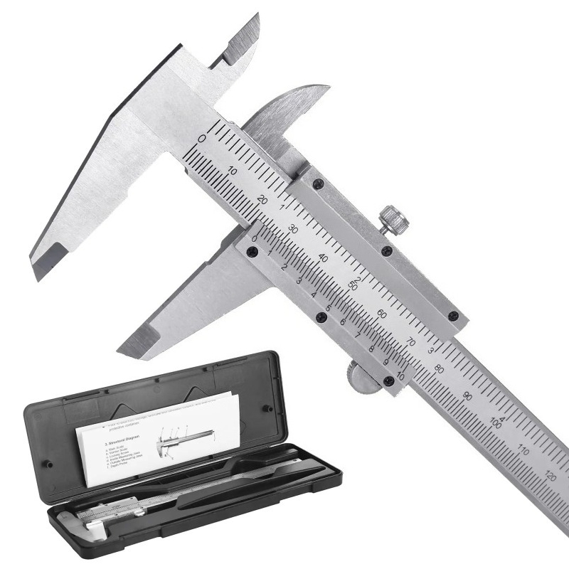0-150mm Schuifmaat Meetinstrument Roestvrijstalen Gauge Schuifmeter Binnen Buiten Diepte Stapmicrometer Nauwkeurigheid 0,02mm