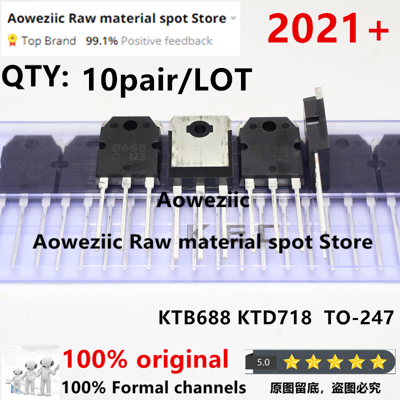 Aoweziic 2021 + 100% Nieuwe Geïmporteerde Originele KTB688 KTD718 B688 D718 2SB688 2SD718 Om-247 Eindversterker Buis 10A 120V 80W