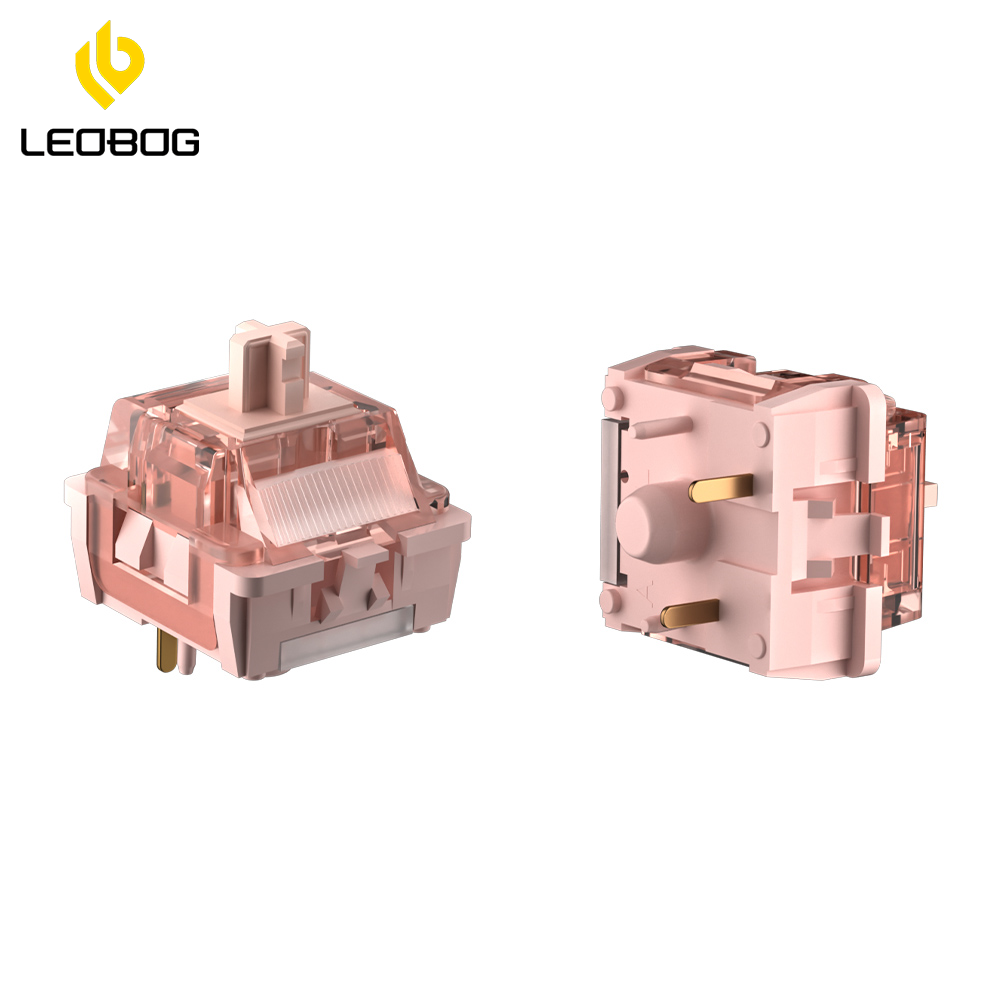 Бесшумные переключатели LEOBOG, 100 шт., линейные переключатели для механической клавиатуры, 5-контактные предварительно смазанные POM, пользовательские малошумные переключатели Cotton Candy MX