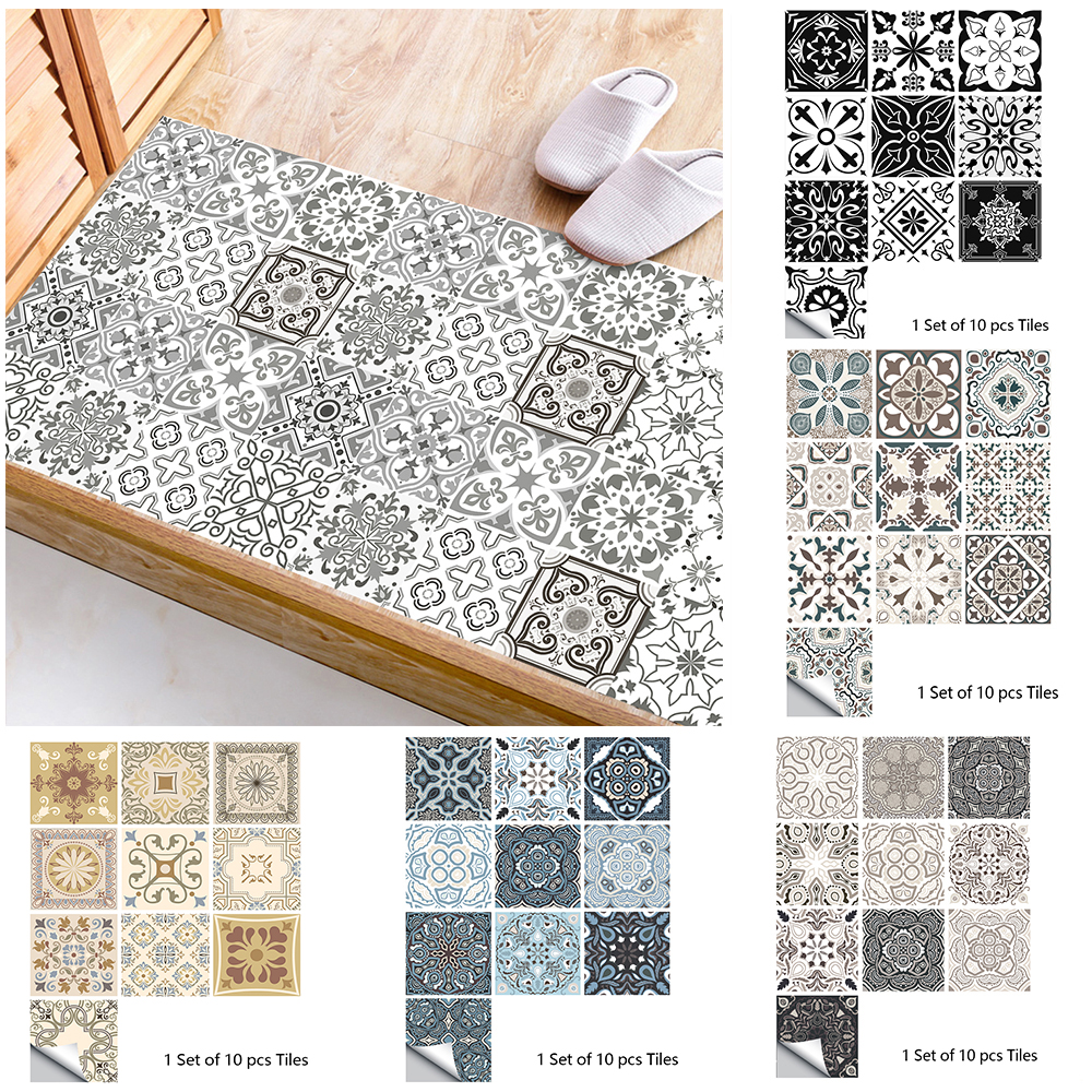 10 Adesivos de Azulejos com Padrão Retrô e Superfície Fosca para Cozinha, Banheiro, Mesas e Pisos - Decoração Artística Durável para Paredes