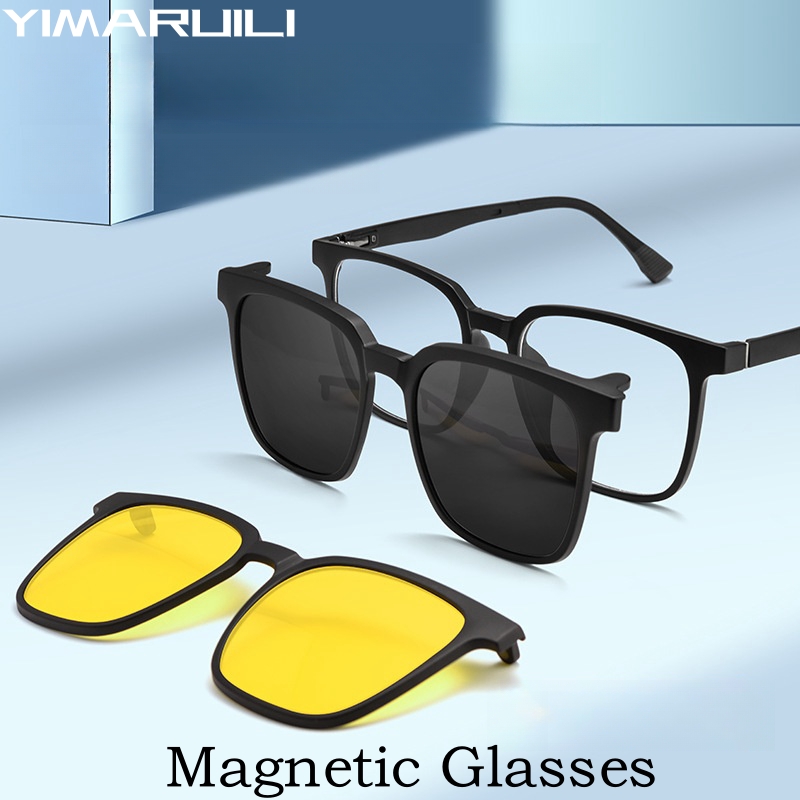 YIMARUILI occhiali a Clip magnetici flessibili TR90 alla moda Retro grandi montature per occhiali da vista ottici uomo e donna 103R