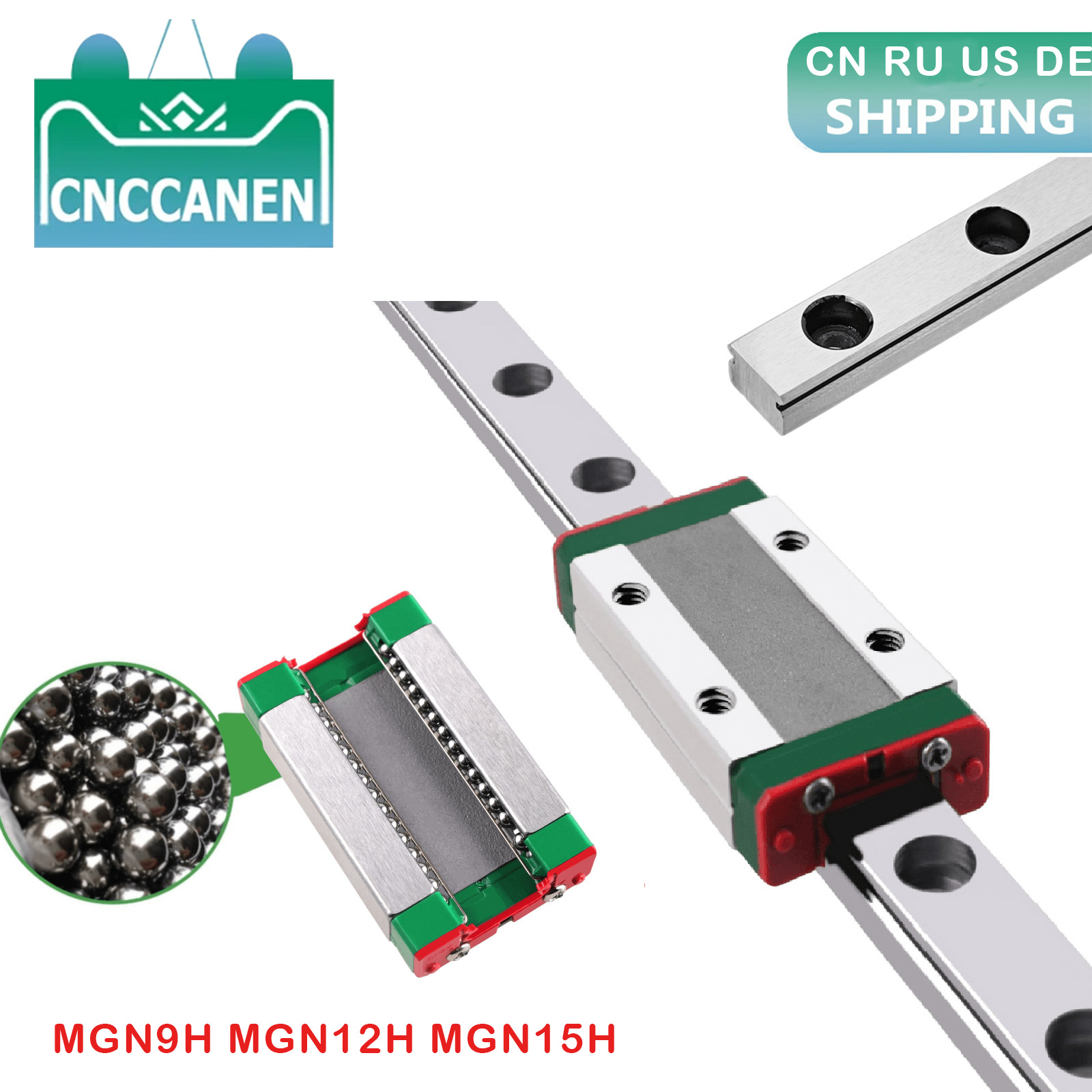 Guía lineal en miniatura para impresora 3D, bloque de carro, CNC, MGN9, MGN12, MGN15, 100-1000mm, MGN, MGN9H, MGN12H, MGN15H