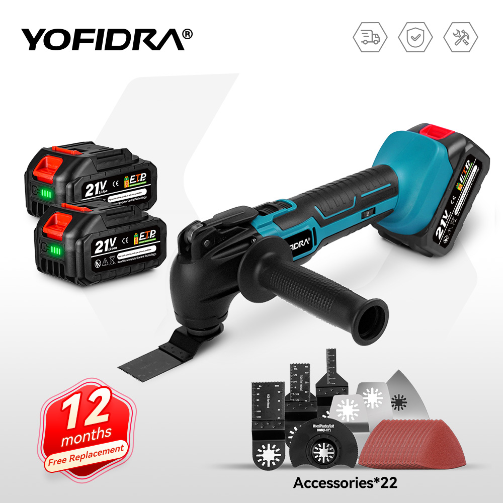 YOFIDRA Cordless Oscillating Multi function Tool 6 Gears Adjustable Rechargeable Renovator Trimmer Shovel For Makita Battery Pin