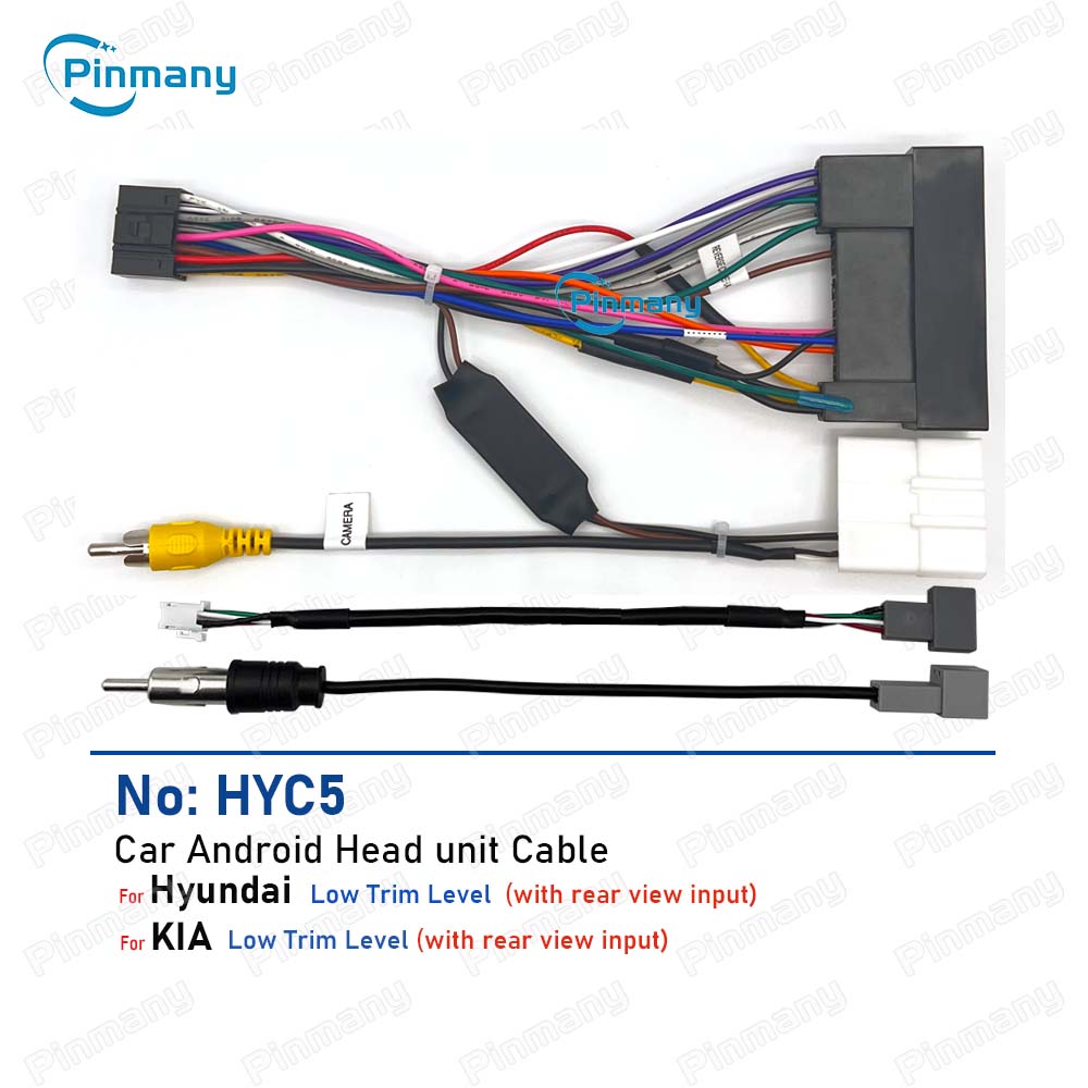 Auto radio kabel HYC5 audio stroomkabel adapter met achteruitrijcamera CVBS-ingang voor KIA Ceed Hyundai I30 I40 Ix35 AVN headunit