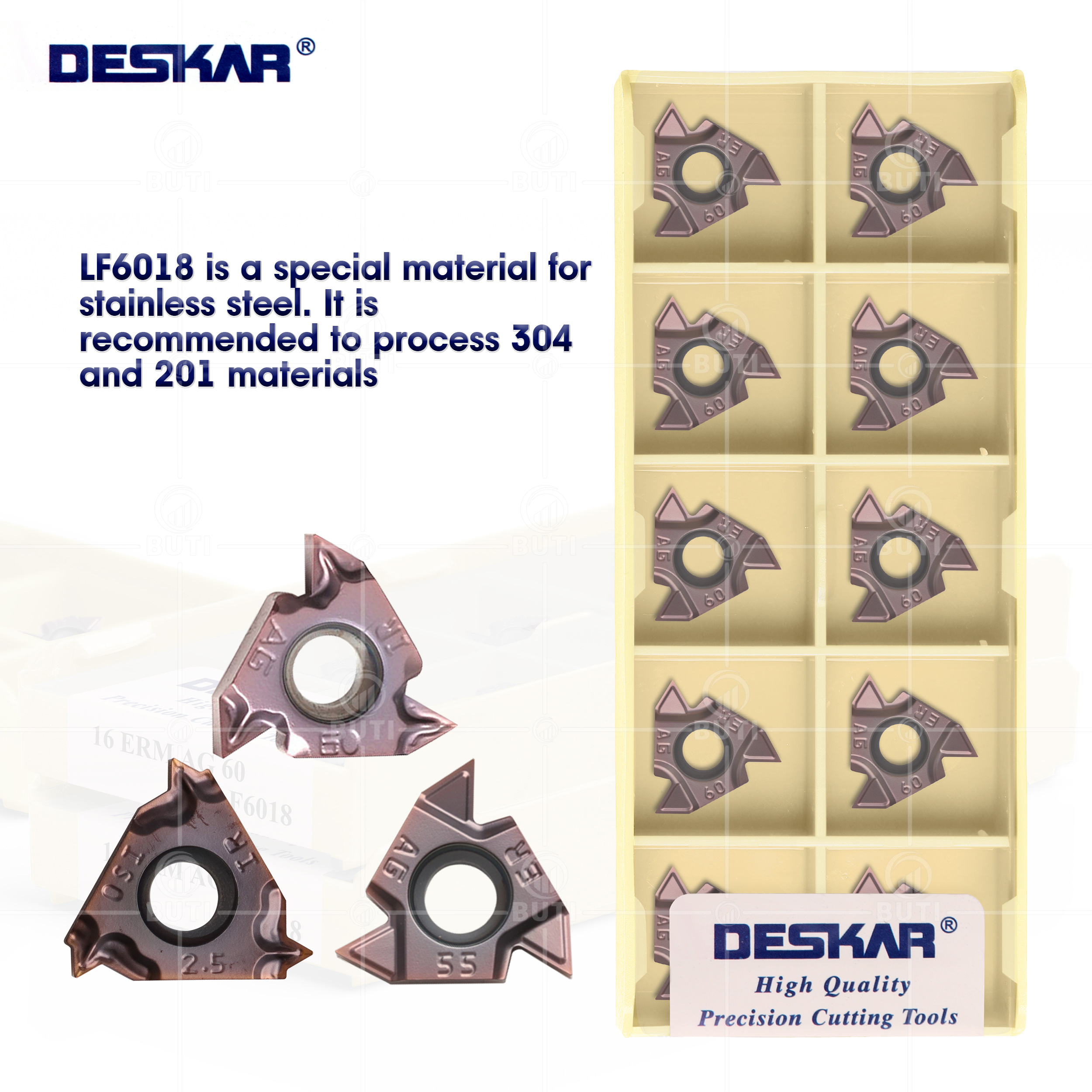DESKAR 100% Original 16ERM/IRM 1.0 1.5 2.0 2.5 3.0ISO AG55/60 LF6018 Numerical Control Threading Blade Lathe For Stainless Steel