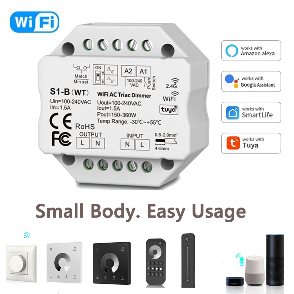 Tuya Smart Leben WiFi RF AC Triac Dimmer LED Controller Push-Schalter 110V 220V 230V Drahtlose Fernbedienung smart Home Alexa Google Hause