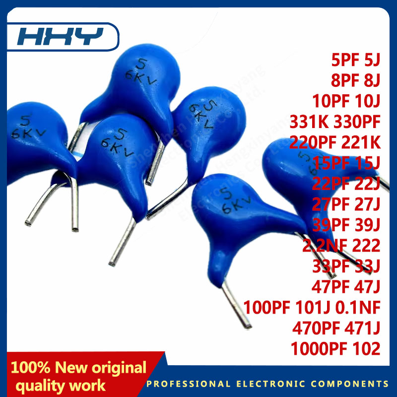10 STUKS 6000V 6KV 5PF 8PF 10PF 15FPF 22PF 27PF 33PF 39PF 47PF 100PF 330PF 470PF 102K 2.2NF hoogspanning keramische condensator