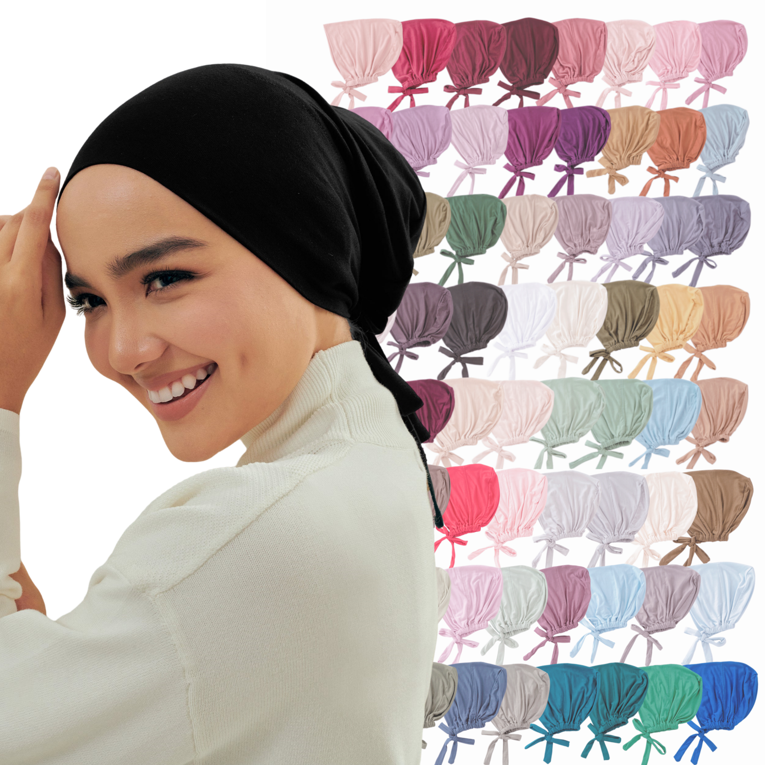 82 colores Tie Back Undercaps moda mujer Hijab interior gorro musulmán capó liso algodón islámico LICRA Jersey DEW Underscarf