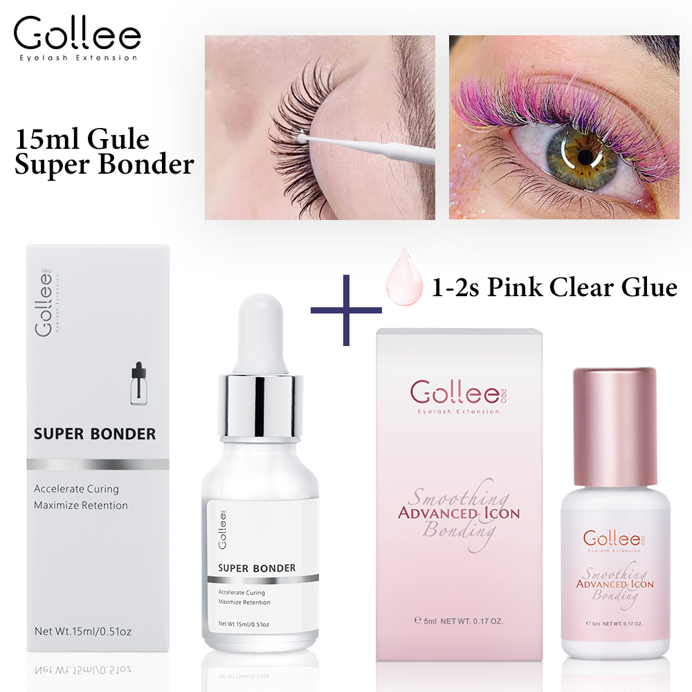 Gollee 0.5-1s colle d'extension de cils à séchage rapide Super Bonder 5-8 semaines durable forte sans Irritation colle accélérateur fournitures de cils