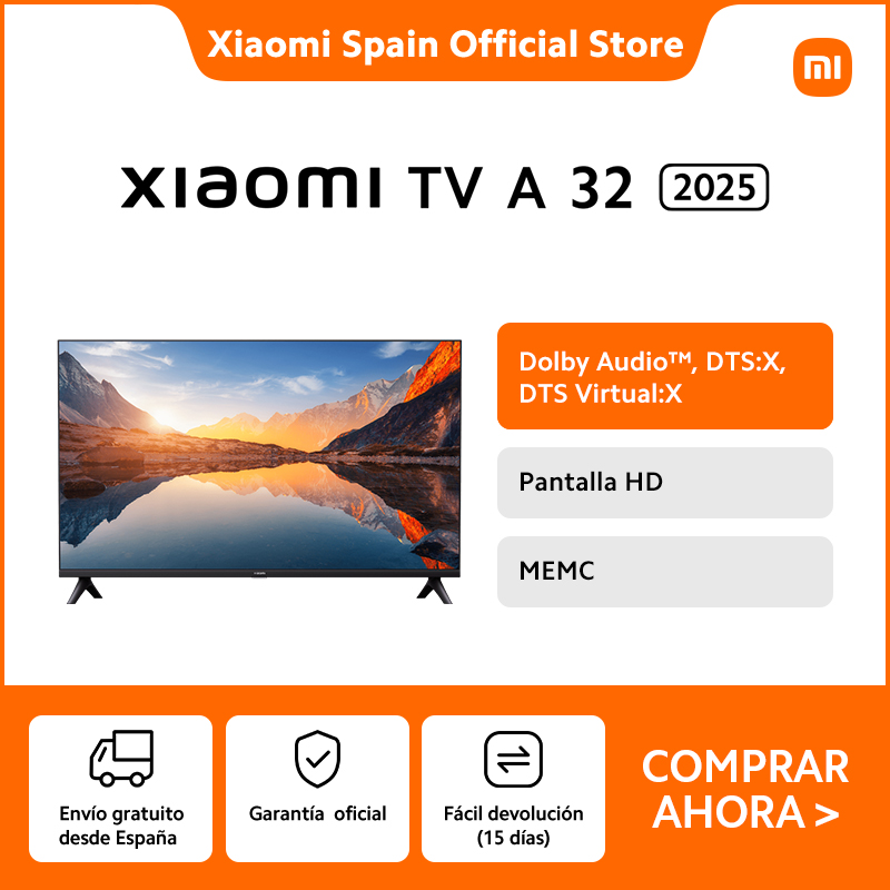 Oficial | Xiaomi TV A 32 2025, Pantalla HD, Dolby Audio™, DTS:X, DTS Virtual:X, MEMC