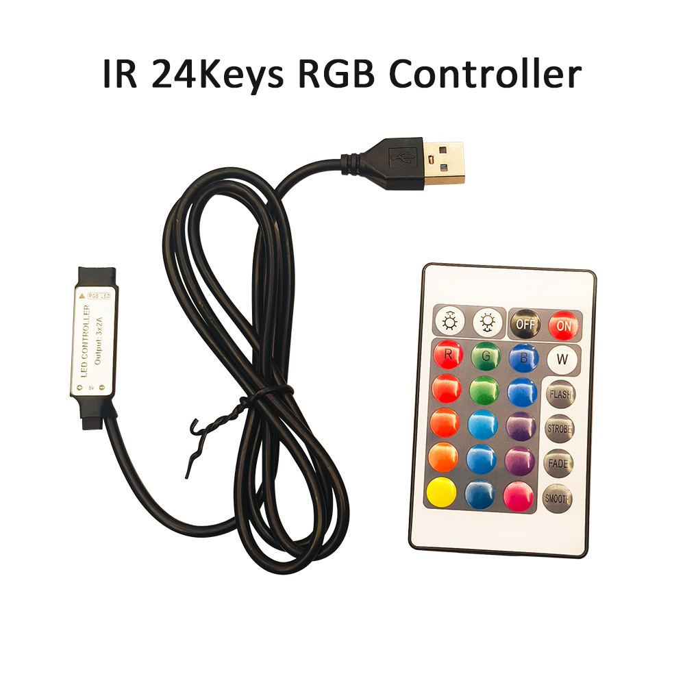 24key IR RGB LED Controller 4Pin USB 5V Mini Steuerkabel Fernbedienung Dimmer für 5050 3528 2835 RGB LED Streifen für Heimtextilien