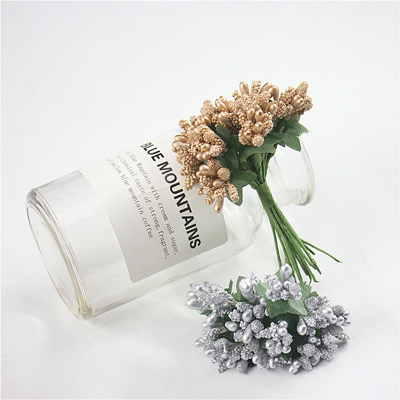 144pc/lot Artificial Flower Small Berries Stamen Wire Stem/Marriage Leaves DIY Wreath Wedding Scrapbooking Box Decoration Craft