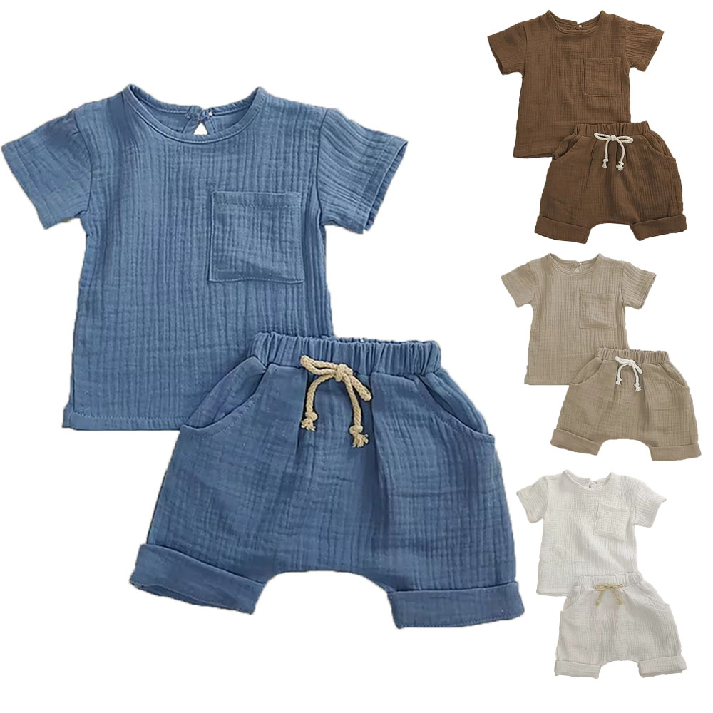 2-częściowy zestaw ubrań dla niemowląt Bawełniane ubranka dla noworodków Chłopcy Maluch Romper T-shirty i szorty Niemowlę Design Miękkie ubrania