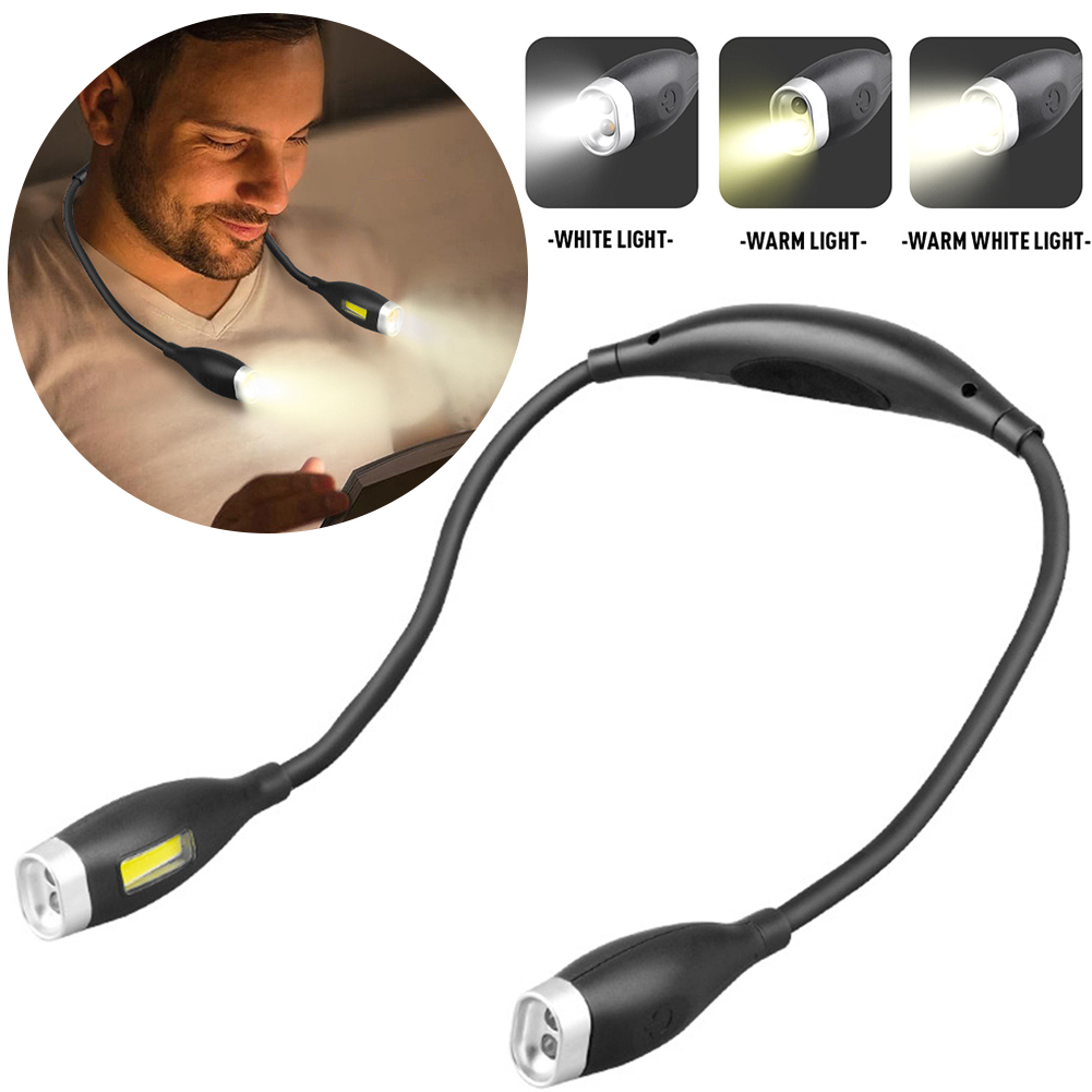 Lampada da lettura a LED per collo Lampada da lettura con bracci pieghevoli Torcia a mani libere ricaricabile per la corsa notturna Camminata Lavoro a maglia Campeggio