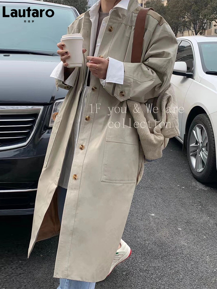 Trench Casual oversize lungo autunno-inverno per donna cappotto monopetto allentato Designer abiti di lusso soprabito moda
