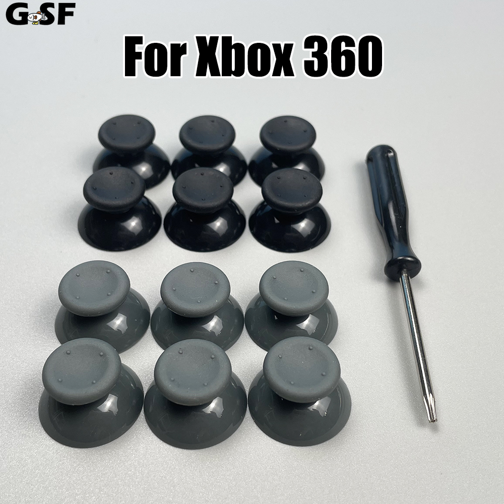 GSF 1Set Black Gray 3d Analog Stick for Xbox 360 Controller Thumbsticks Caps for X box 360 Gamepad Repair Parts with Tool