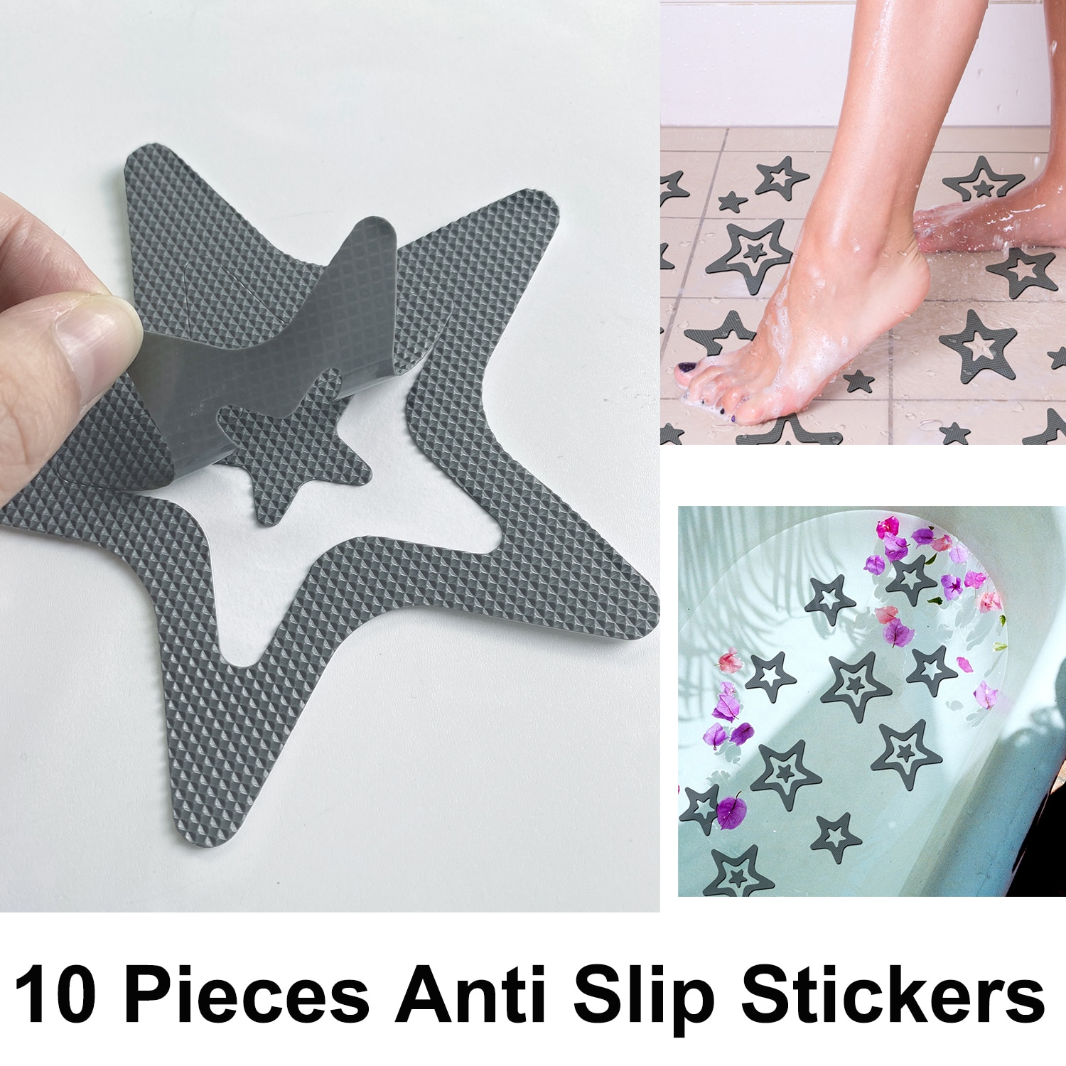 10 STUKS Antislip Shower Tread Sticker Veiligheid Badkuip Strips Premium Zelfklevende Ster Snowflak stickers voor badkuip douchetrap