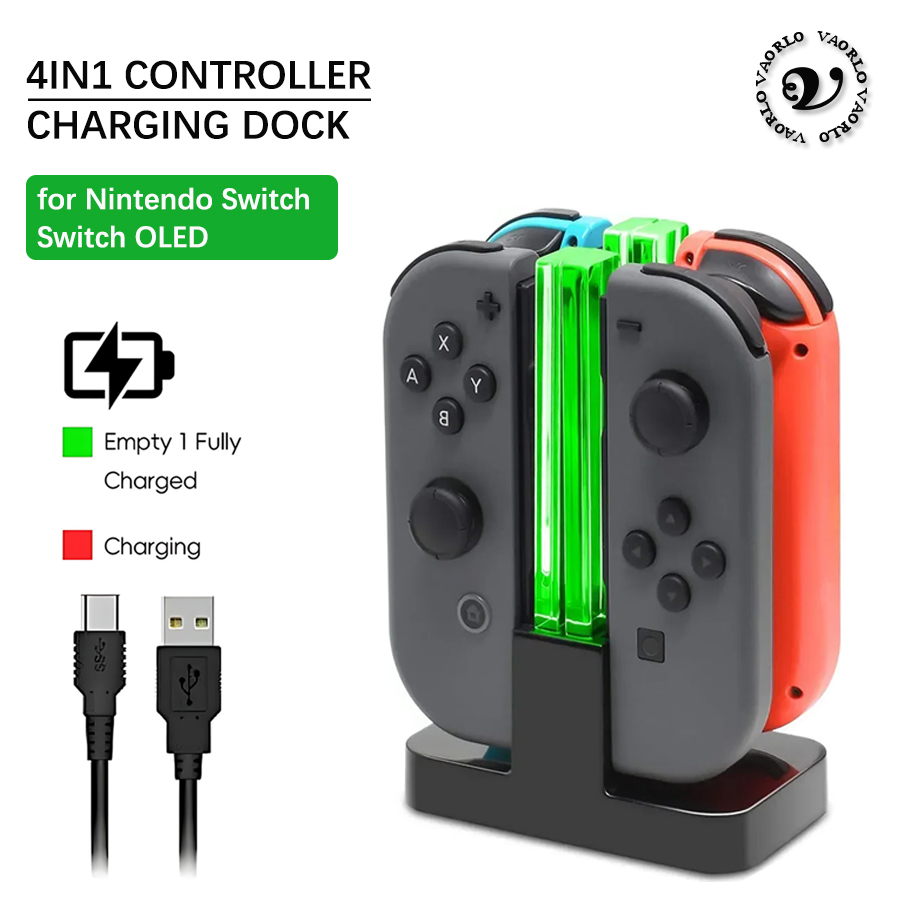 4 In 1 LED Charger Stand Dock Station Indicater for Nintendo Switch NS for Joy-Con Controller Stand Holder Charging Dock Station