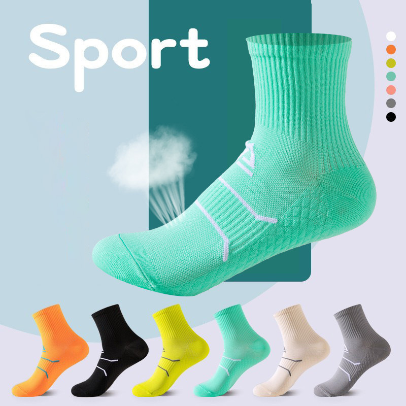 Meias esportivas respiráveis para homens e mulheres, meias esportivas anti-fricção que absorvem a umidade para treino de maratona, fitness, atividades ao ar livre