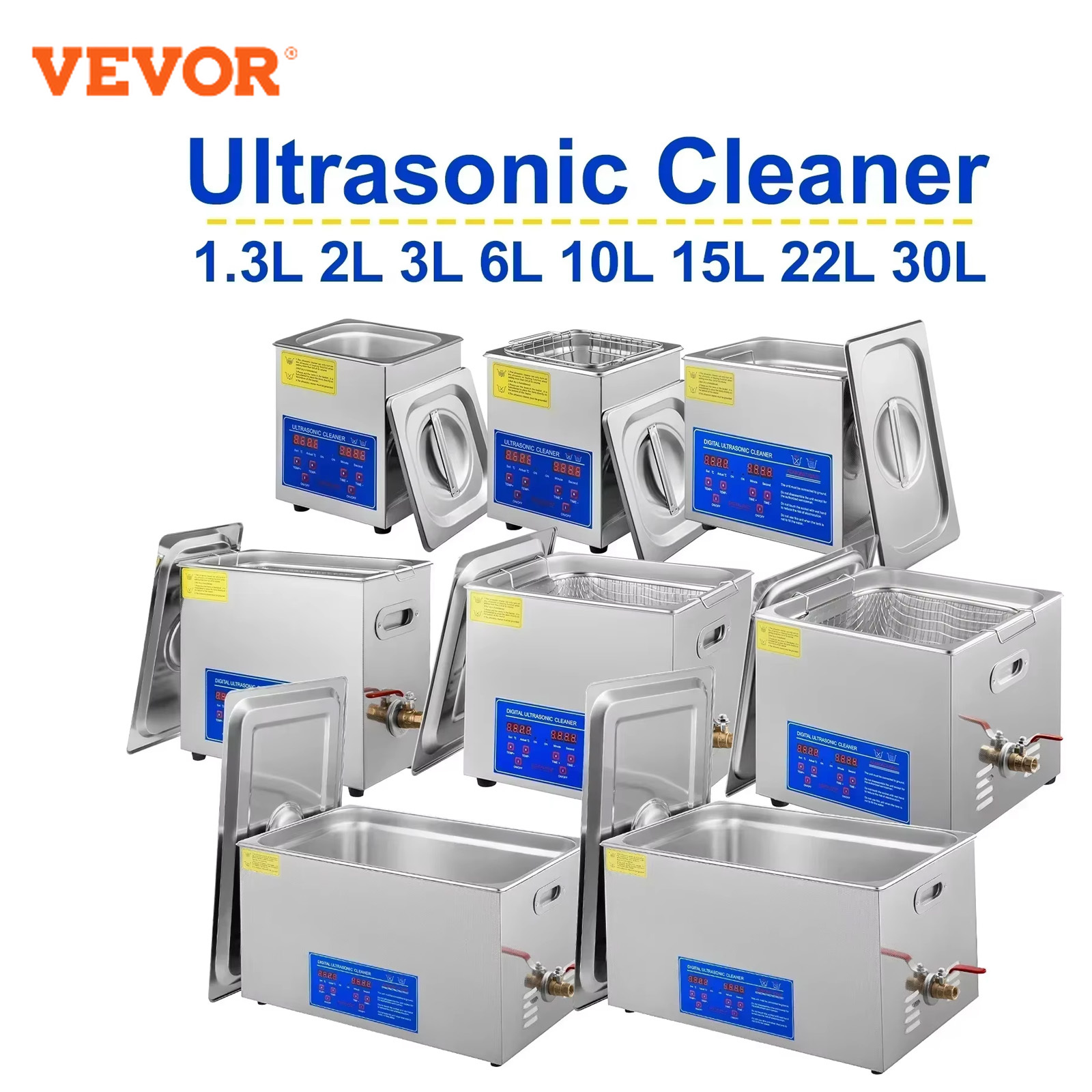 VEVOR 1.3L 2L 3L 6L 10L 15L 22L 30L 超音波クリーナー Lave-Dishes ポータブル洗濯機食器洗い機超音波家電