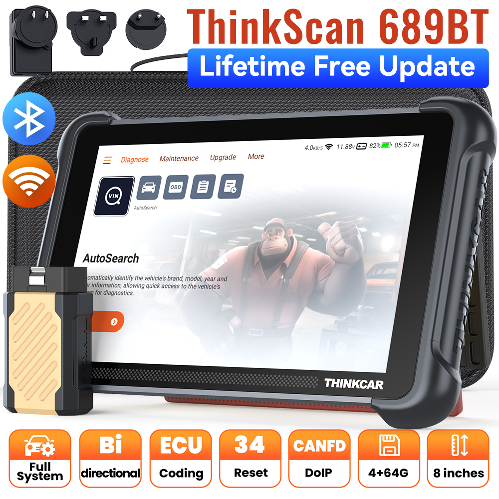 THINKCAR THINKSCAN 689BT Alat Pemrograman Kunci TKEY 101 Alat Diagnostik Otomotif Pemindai Obd2 Dua Arah Pengkodean ECU CANFD DOIP