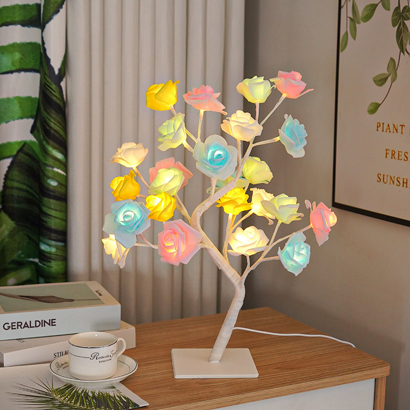 Rosenbaum-Tischlampe, USB-LED-Leuchten, Blumen-Nachtlicht, Raumdekor-Artikel, für Party, Hochzeiten, Camping, als Geschenk, für E-Sport, Schlafzimmer