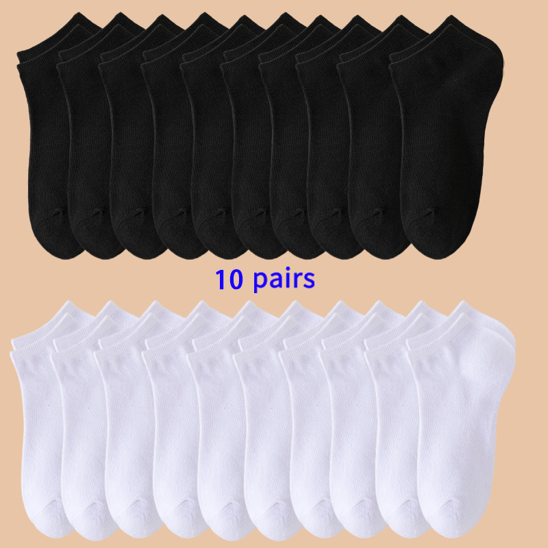 10 paar bootsokken voor heren/dames, effen kleur, anti-geur, zomer enkelsokken, casual en ademende sokken met lage taille