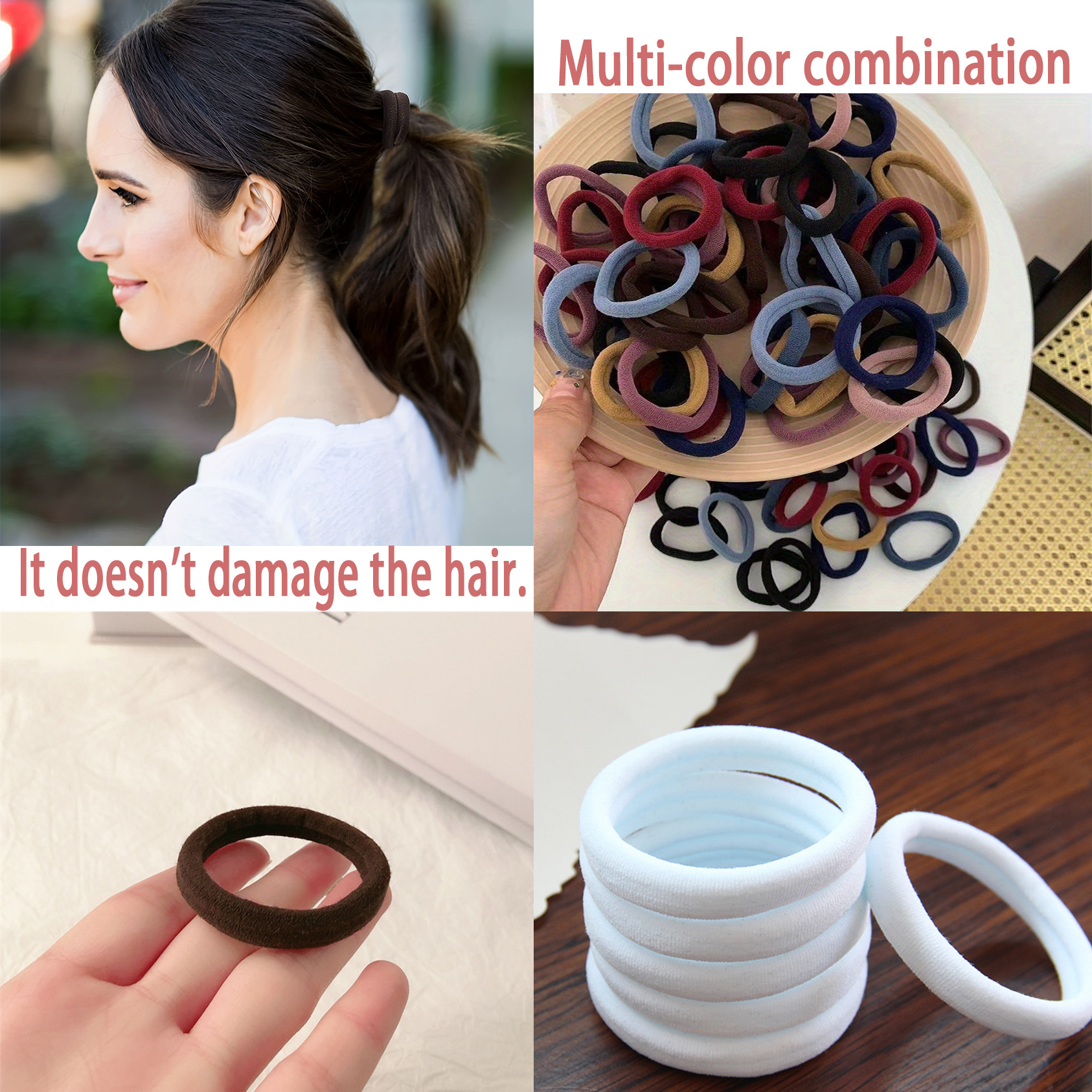 98 peças de faixas de cabelo elásticas de combinação multicolorida, faixas de cabelo femininas doces, faixas de cabelo de borracha, acessórios de cabelo tecidos