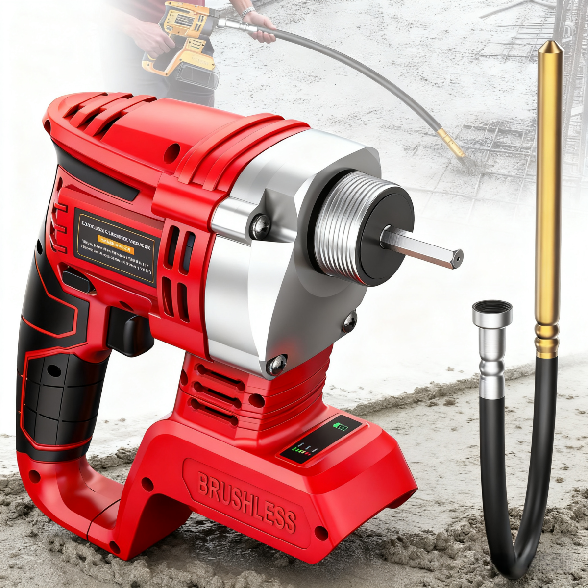 Compatible For Milwaukee 18V Batterybrushless Cordless 6000rpm 600wPortable Wireless Charging Concrete Vibrator Tool