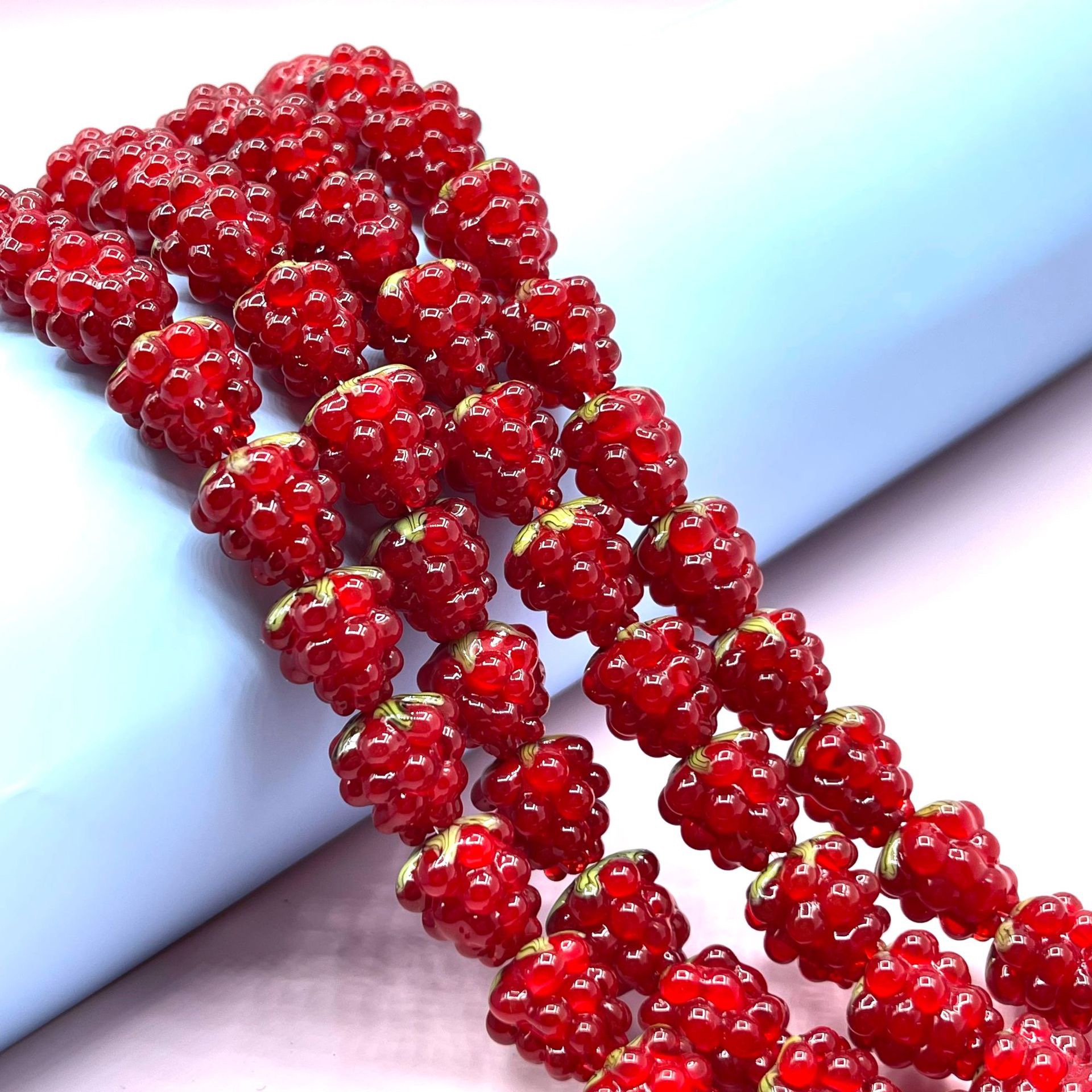 Glasperlen, Früchte, Himbeeren, DIY-Accessoires, Ohrringe, Halsketten-Accessoires, handgefertigte Accessoires, Traubenglasperlen und S