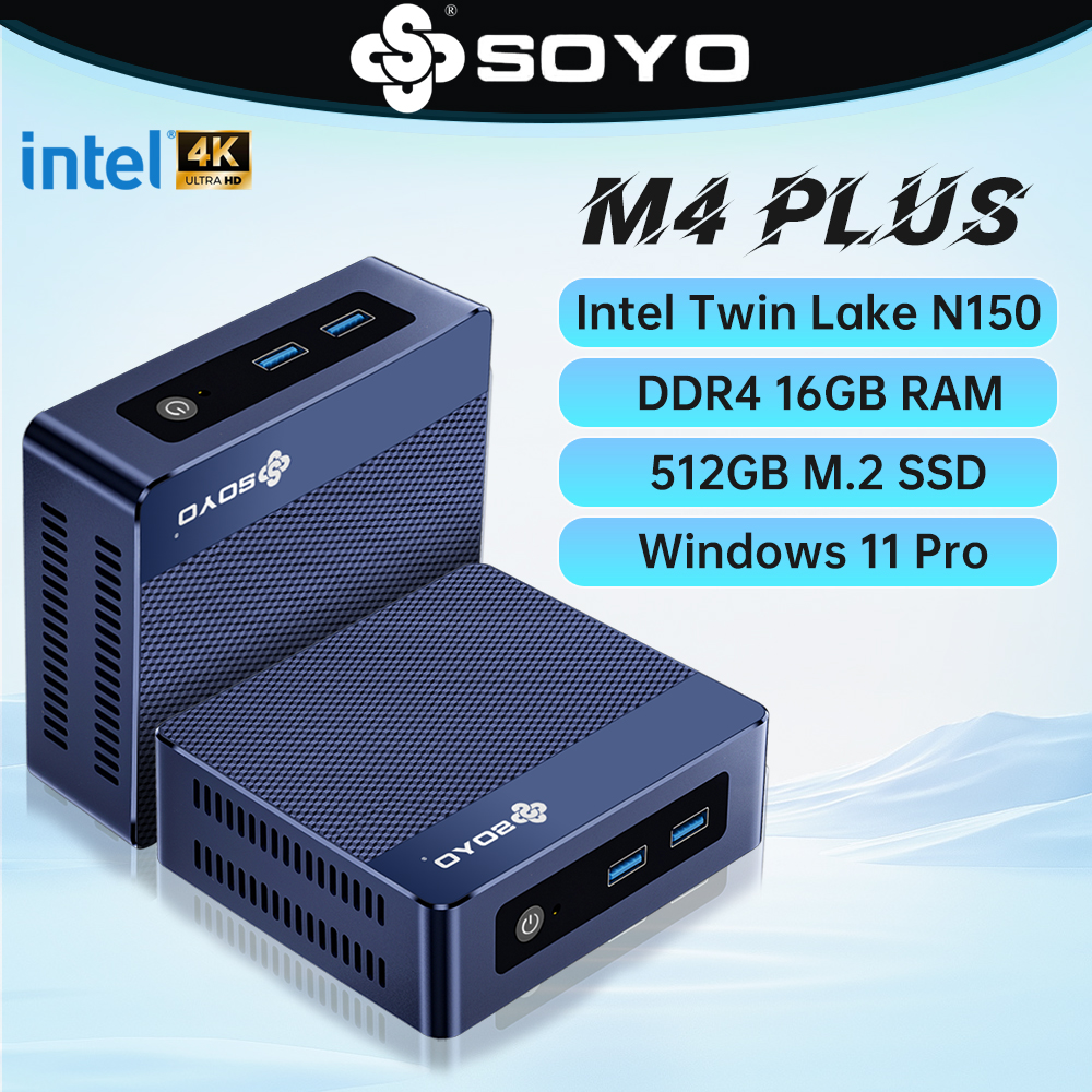 SOYO Новое поступление M4 Plus, новейший мини-ПК Twin Lake N150 DDR4 8/16 ГБ 2568/512 SSD WiFi5 BT5.0 Windows 11 Pro, настольный офисный компьютер