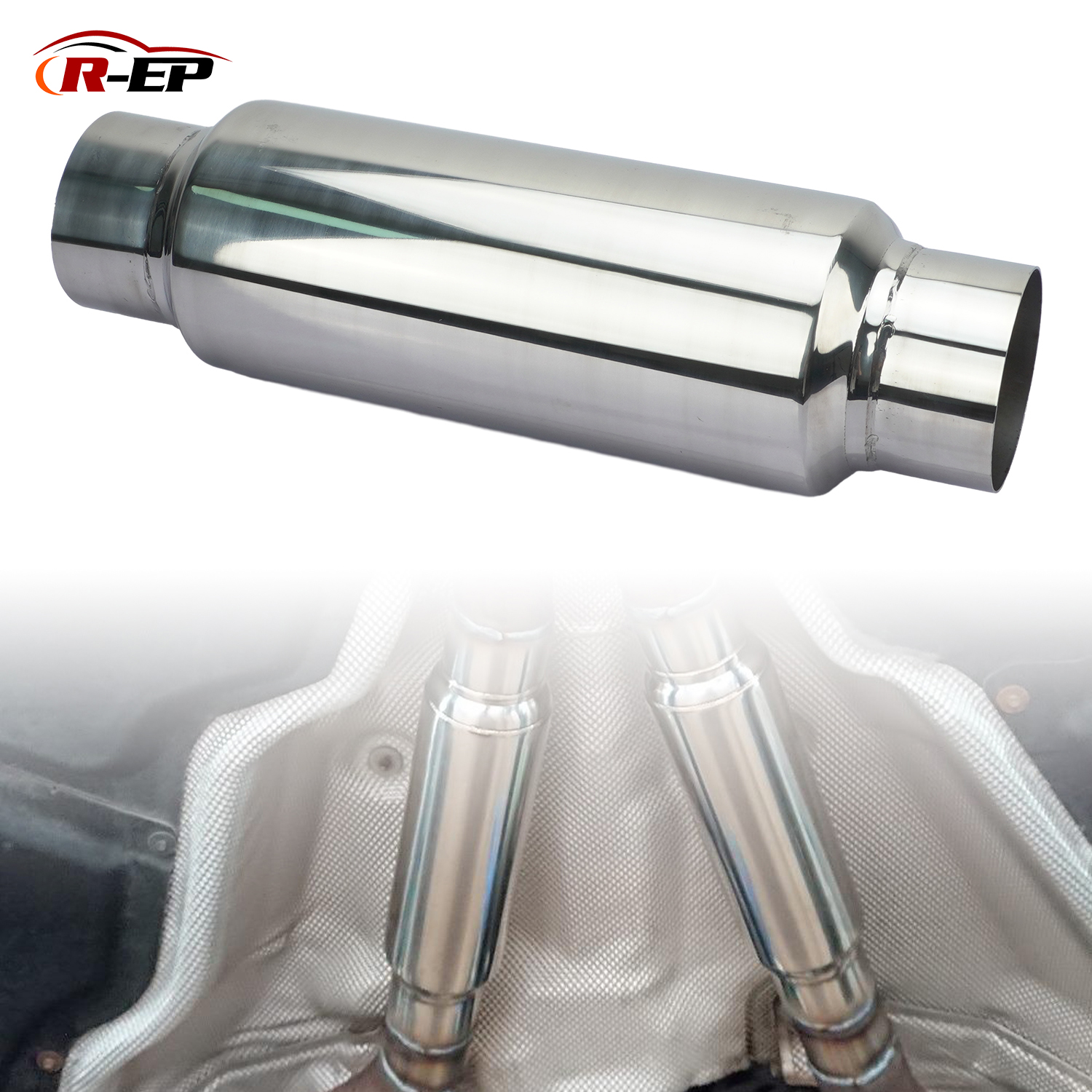 Sistema de escape de coche, silenciador de tubo plateado de 51MM, 57MM, 63MM, 76MM, acero inoxidable, accesorios de carreras deportivas, modificado, Universal Boost