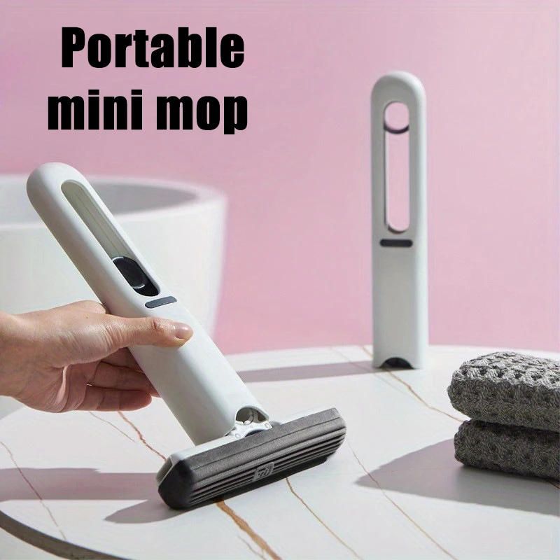 Mini Squeeze Mop Mini Mop Schreibtisch Küche Auto Saubere Werkzeuge Mops mit selbstquetschendem, zusammenklappbarem Hausreinigungs-Bodenwasch-Mopps