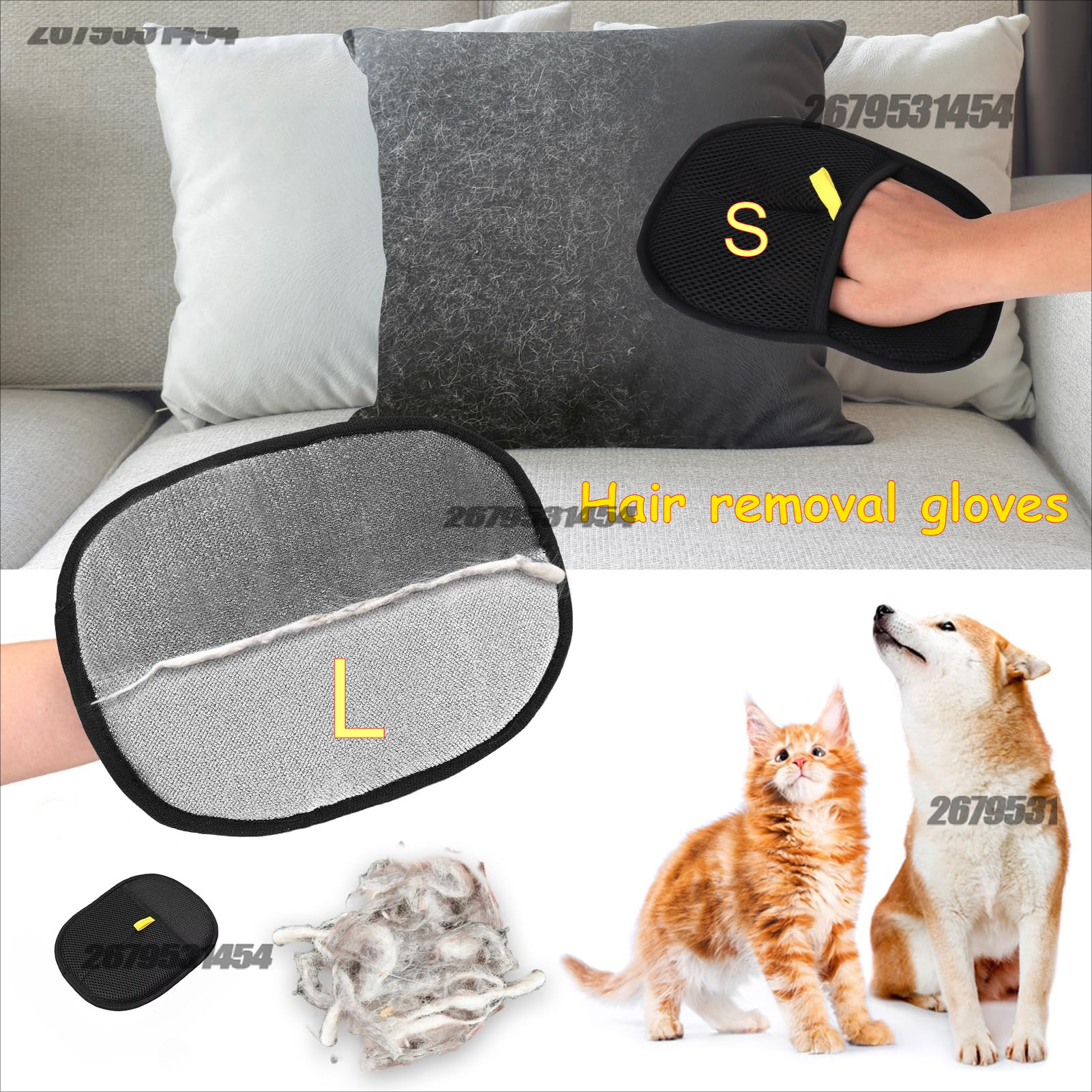 Luvas Removedoras de Pelos de Animais 2 em 1 para Gatos e Cães, Escova Estática para Remover Pelos de Cães e Gatos de Sofá e Carpete