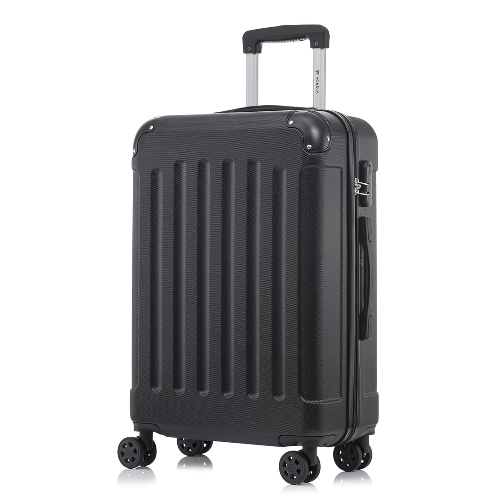 YONSLY Suitcase 16/20/24/28 Inch 4 360 ° Roll Spinner Robust Double zipper Combination Lock Net bag Double zipper Soft Rubber Grip Trolley suitcase hand luggage