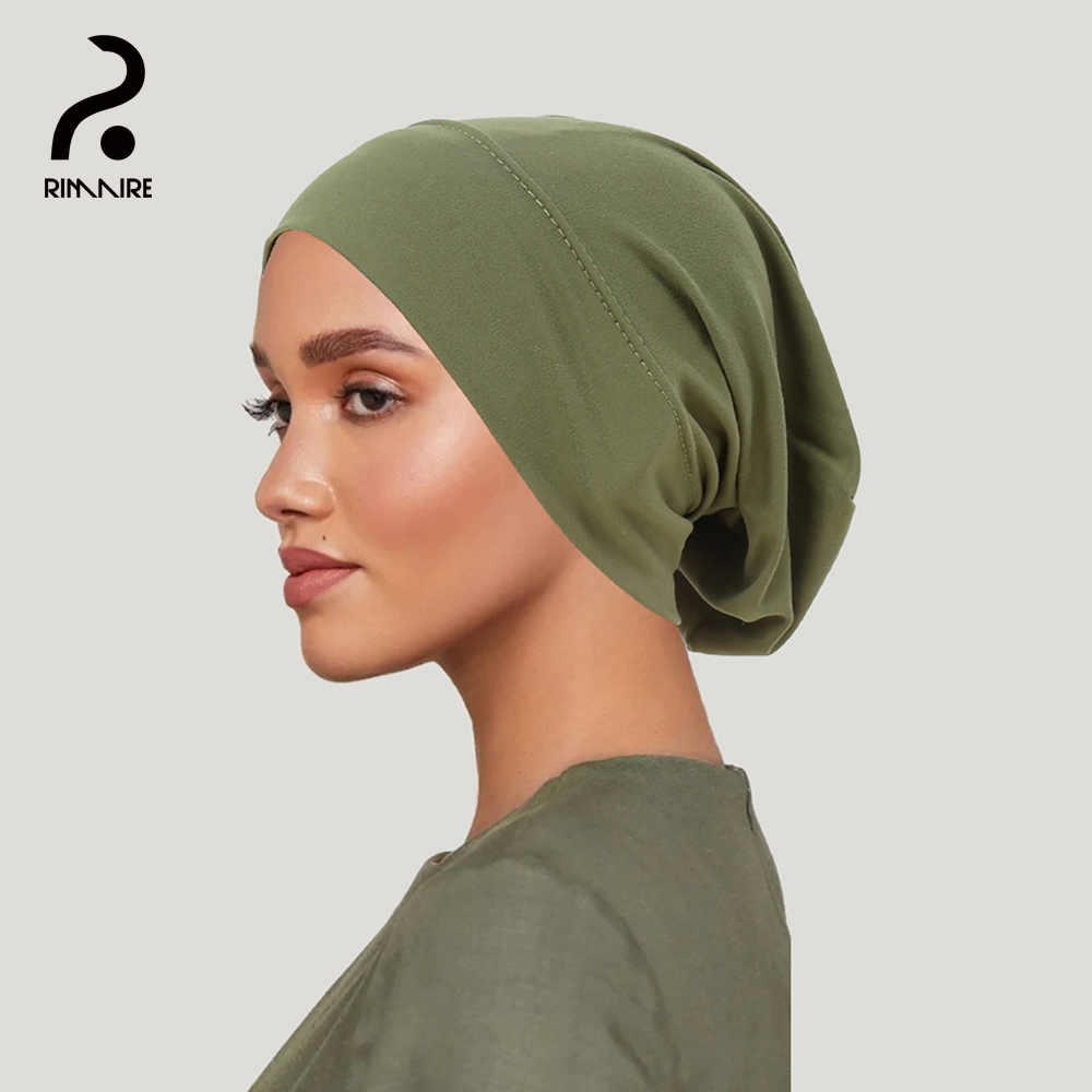 Jersey verde Undercap suave musulmán interior Hijab clásico turbante de mujer sólido diadema sombreros cubierta de pelo gorra pañuelo RIMAIRE