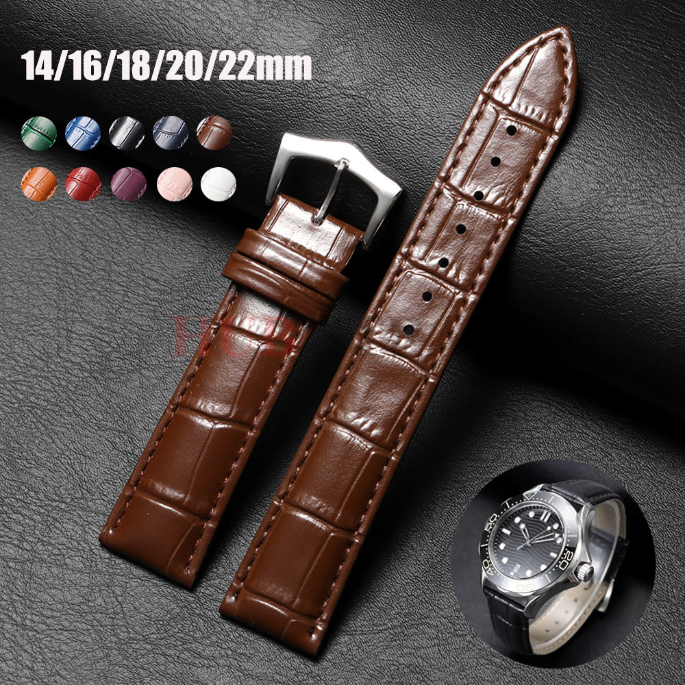Bracelet 14mm 16mm 18mm 20mm 22mm, cuir de veau véritable de haute qualité, boucle ardillon pour hommes et femmes, accessoires universels de bracelet de montre