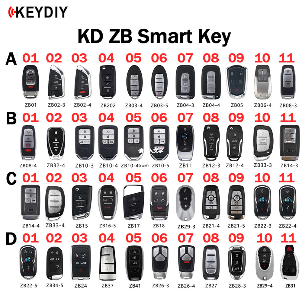 KEYDIY KD inteligentne klucze ZB piloty ZB01/02/03/04/05/06/08/10/11/12/15/16/17/21/22/24/27/28/29/31/32/33/34/41 dla programatora X2/MAX