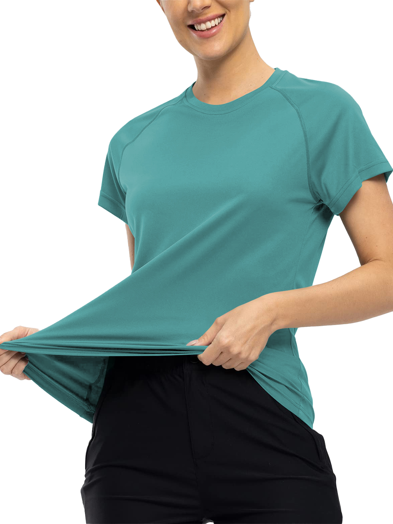 Kaus Leher Bulat Penyerap Kelembapan Olahraga Gym Ketahanan Lengan Pendek Cepat Kering Wanita Kaus Olahraga Gym Latihan
