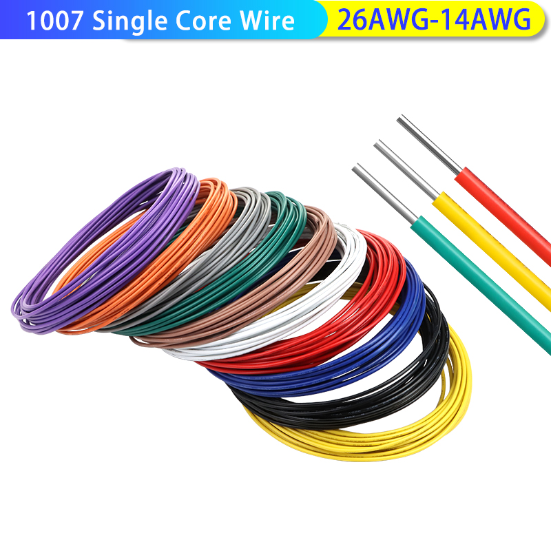 Cavo LED in Rame Stagnato 1007 da 2~50m, 26 24 22 20 18 16 14 AWG, Filo Solido con Isolamento in PVC, Placcatura Stagnata, Cavo Unipolare