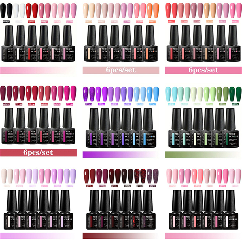 6 pièces Gel vernis à ongles ensemble HEMA gratuit 7ml Semi Permanent tremper UV Gel vernis Nail Art décoration été ongles fournitures pour ongles bricolage