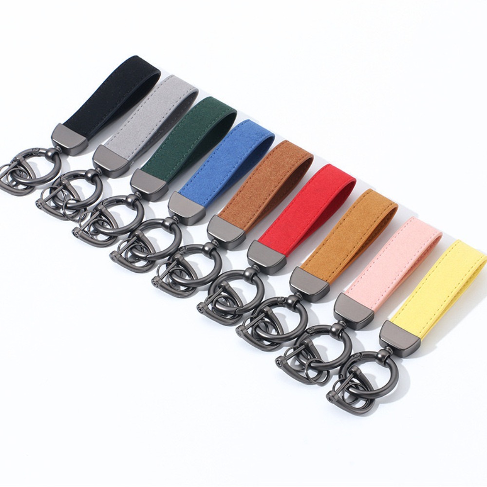 LLavero de coche de lujo de varios colores, llavero de cuero de ante, hebilla de Color puro, accesorios para llavero de coche, cordón para llave, regalo