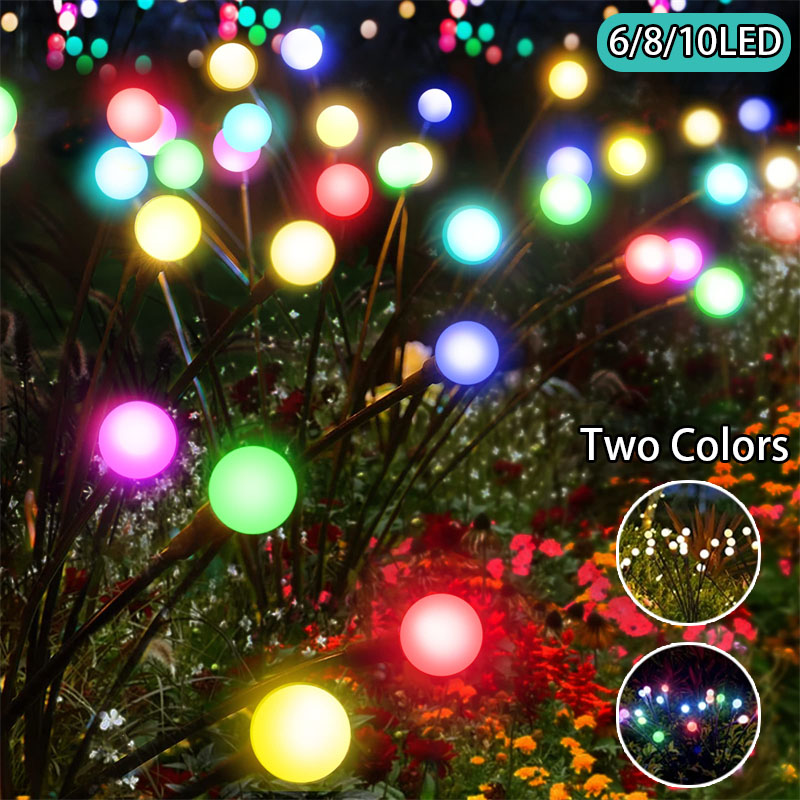 6/8/10 LED Luzes de jardim solares alimentadas luzes de vaga-lume decoração de jardim ao ar livre luzes de paisagem fogos de artifício lâmpadas de gramado